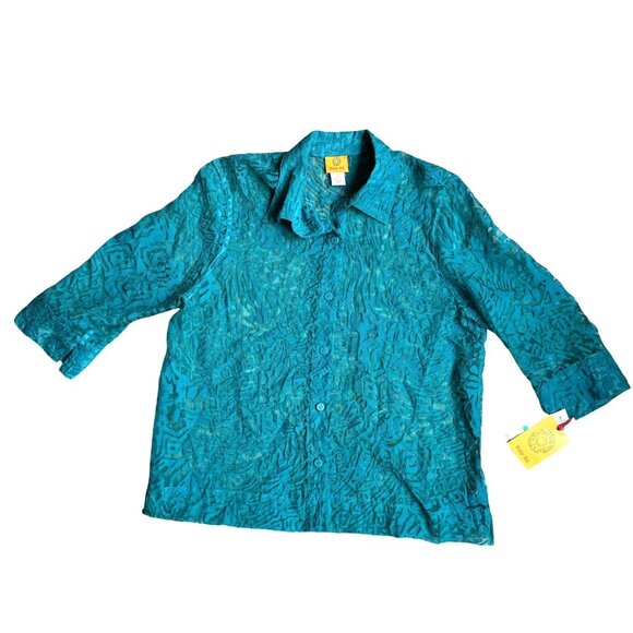 2/$18 SALE! Ruby Rd Button Up Shirt Womens Size 16 Sheer Textured Lace Oversized - Picture 1 of 9